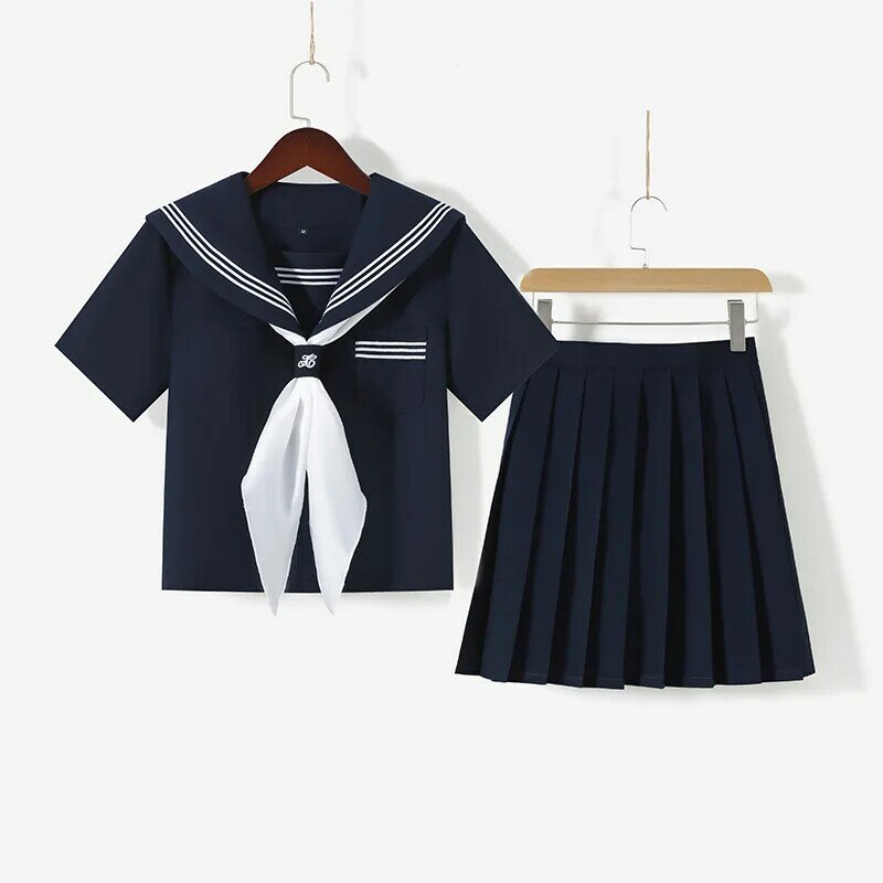 Vestido de uniforme escolar para mujer, disfraz de Anime japonés, Lolita, Top marinero, Falda plisada