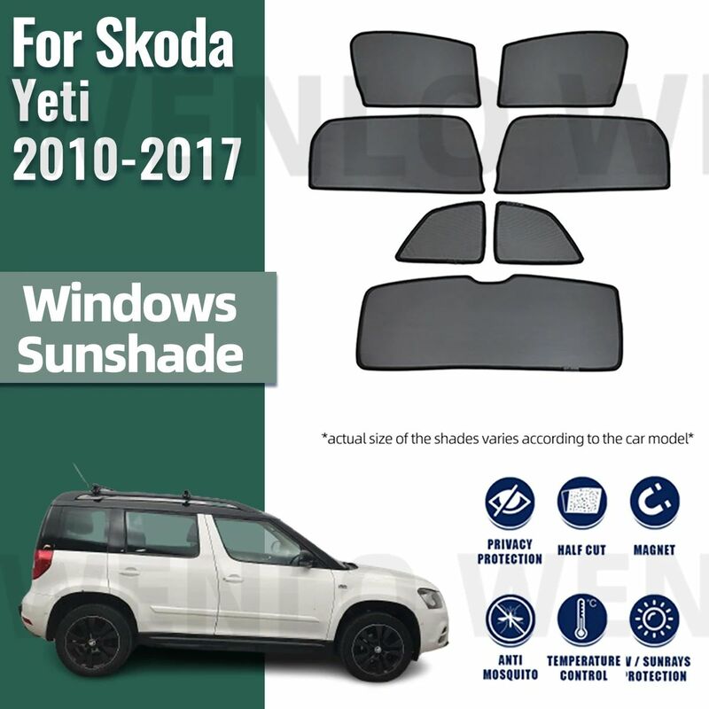 Pelindung sinar matahari mobil magnetis untuk Skoda Yeti 2010-2017 jaring tirai bingkai kaca depan depan pelindung matahari jendela samping belakang bayi