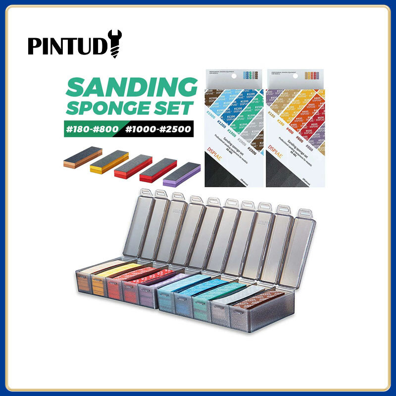 DSPIAE 30Pcs Sanding Sponge For GK Military Model Combo Arc Grinding Polishing Sandpaper Making Tool Kit Sanding Paper