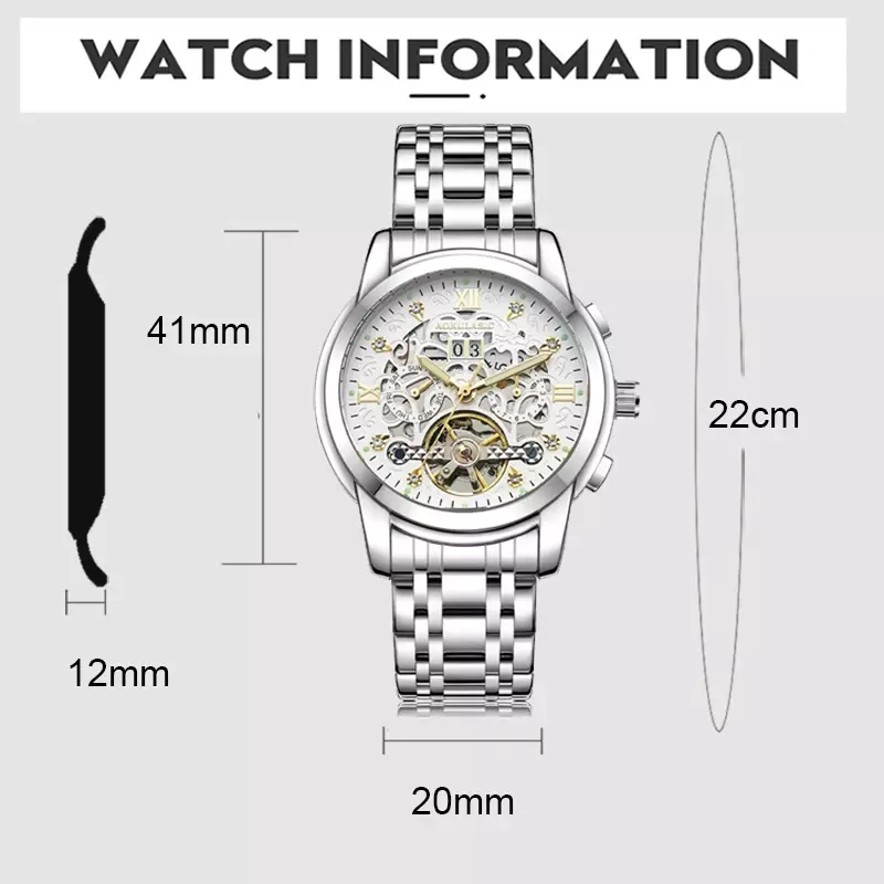 AOKULASIC Steel Watch Men Automatic Watches Luxury Business Skeleton Mechanical Wristwatches Mens Waterproof Relogios Masculino