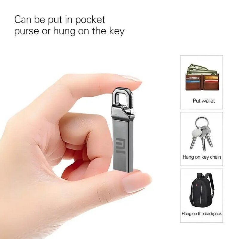 MIJIA Xiaomi Pen Drive de alta velocidade, Metal USB Stick com chave para laptop, Memória USB 3.0, 128GB Pendrive, 2TB, 1TB