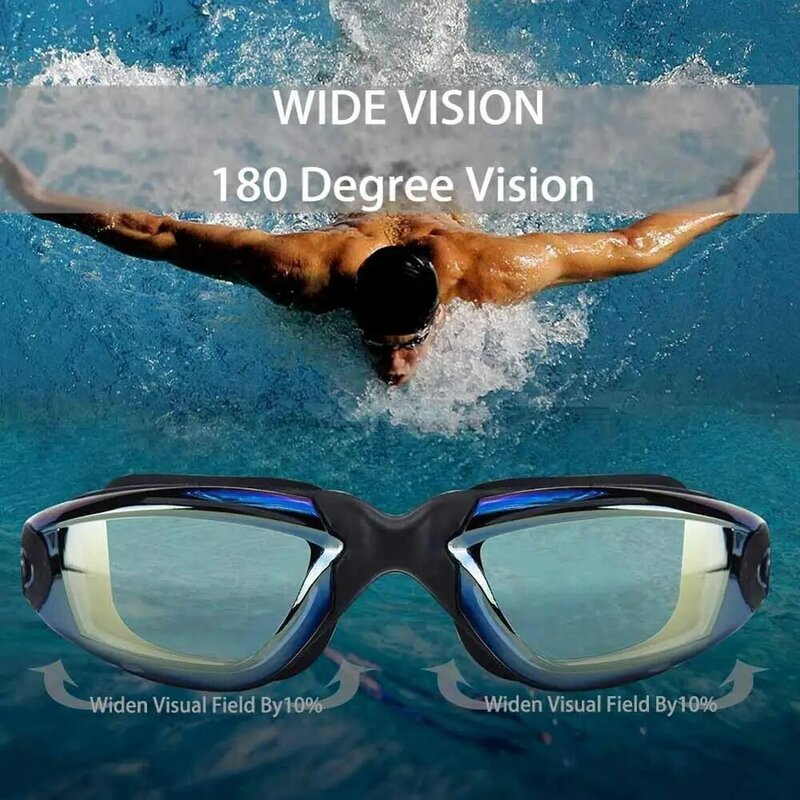 Óculos de natação para miopia, unissex, anti embaçante, óculos para mergulho, de prescrição profissional, para piscina