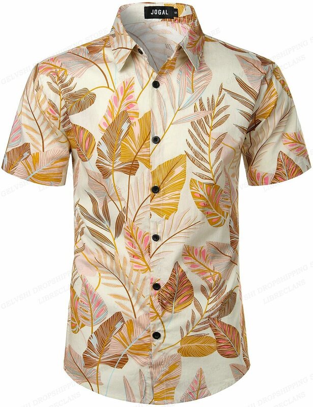 Hawaii Floral kemeja pria untuk pakaian pria Kuba pekerjaan Streetwear Lapel pantai Camisas berkemah memancing Y2k blus tropis
