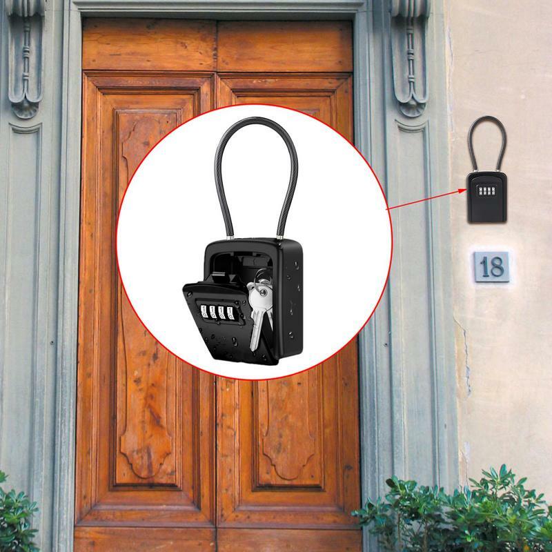 Key Lock Box com Código Liga de zinco Hangable Spare Key Organizer, Security Resettable Code, 4 Digit Combination, Ke