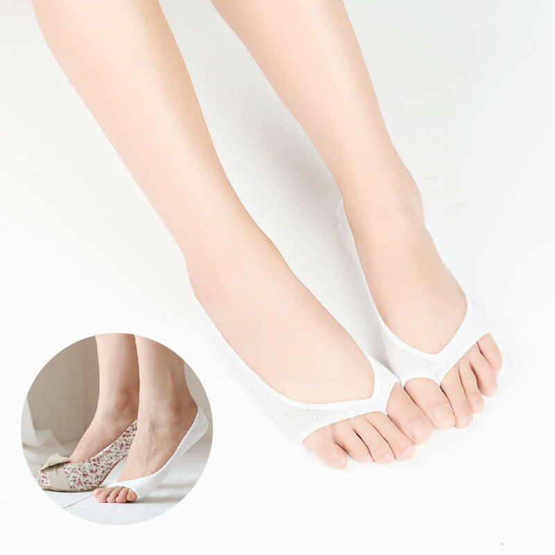 1คู่ Toes ถุงเท้าผู้หญิงไม้ไผ่เส้นใยซิลิโคน Non-Slip ผู้หญิงที่มองไม่เห็นไม่มีแสดงถุงเท้า Toeless ฤดูร้...