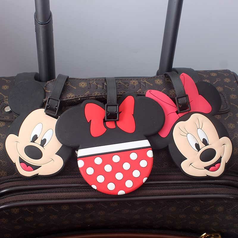 Disney Mickey Mouse อุปกรณ์เสริมกระเป๋าเดินทางซิลิกาเจลกระเป๋าเดินทาง ID Addres Holder Baggage Boarding Tag แบบพกพา