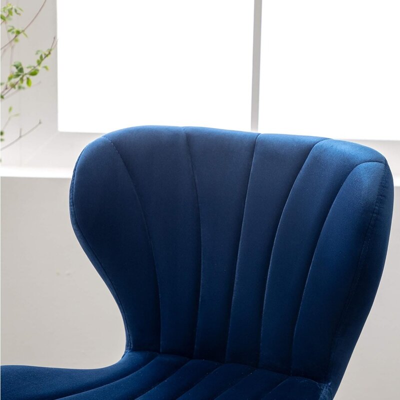 Bar stool velvet adjustable swivel stool, foam-filled blue, set of 2
