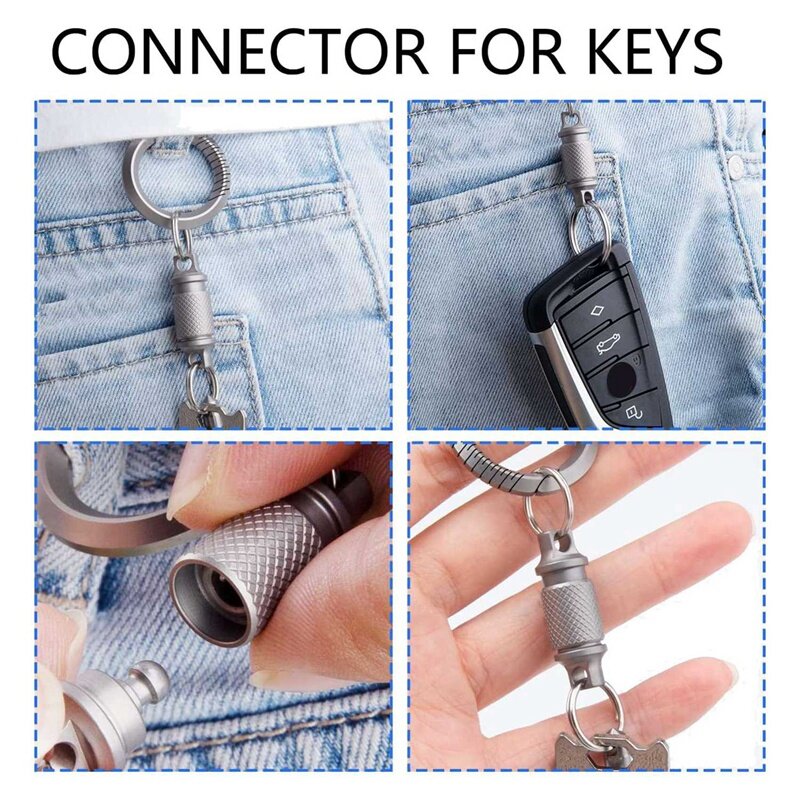 2X Gantungan Kunci Titanium cepat dilepas, Gantungan Kunci lepas pasang, gantungan kunci aksesori untuk tas/Dompet/sabuk
