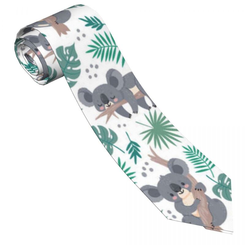 Corbata de punta de flecha informal, Koalas delgadas, lindos osos australianos, hojas tropicales, corbata delgada para fiesta, corbata Formal