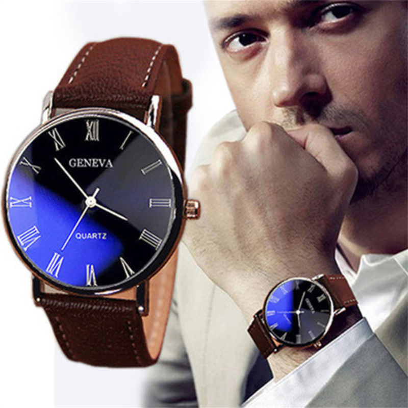 Men's Watch Business Belt Watch Men's Quartz Watch leather Band Quartz  Wrist Watch Gift
