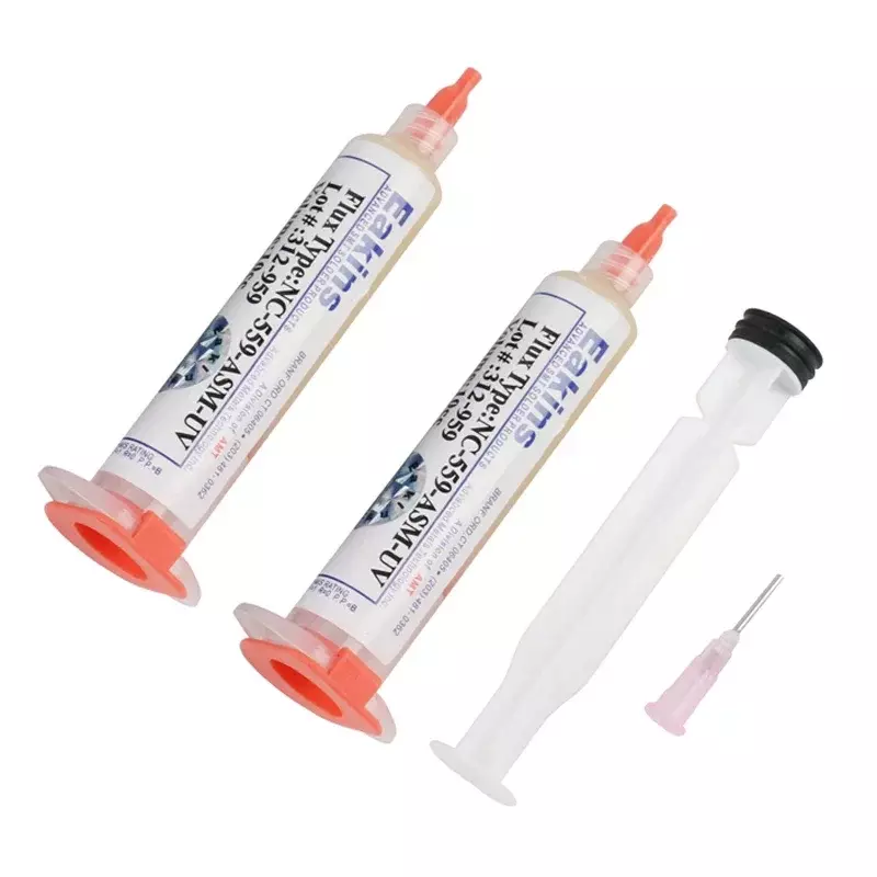 2pcs/lot 10CC NC-559-ASM-UV Solder Flux Paste Lead-free Needles Booster Syringe Pusher For Cell Phone BGA PCB Soldering Repair