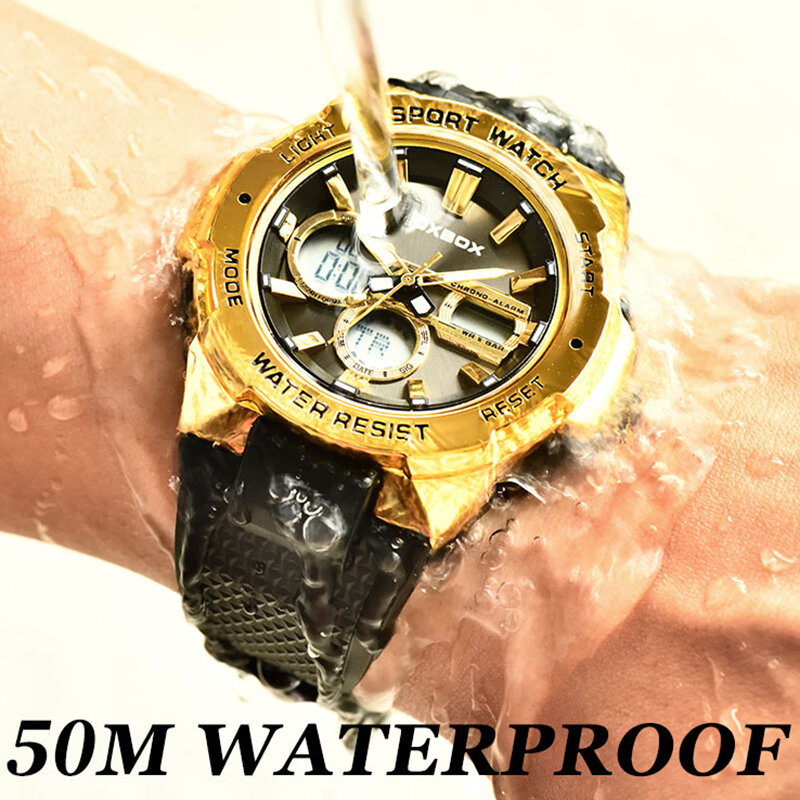 LIGE-Montres militaires pour hommes, montre-bracelet chronographe de sport de luxe, grande horloge à quartz étanche, affichage numérique des touristes, montre pour homme