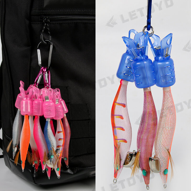 Letoyo-anzuelos de calamar de 9 piezas, cubierta protectora de anzuelos de pesca, tapas de anzuelos de paraguas, señuelos de seguridad, accesorios de pesca