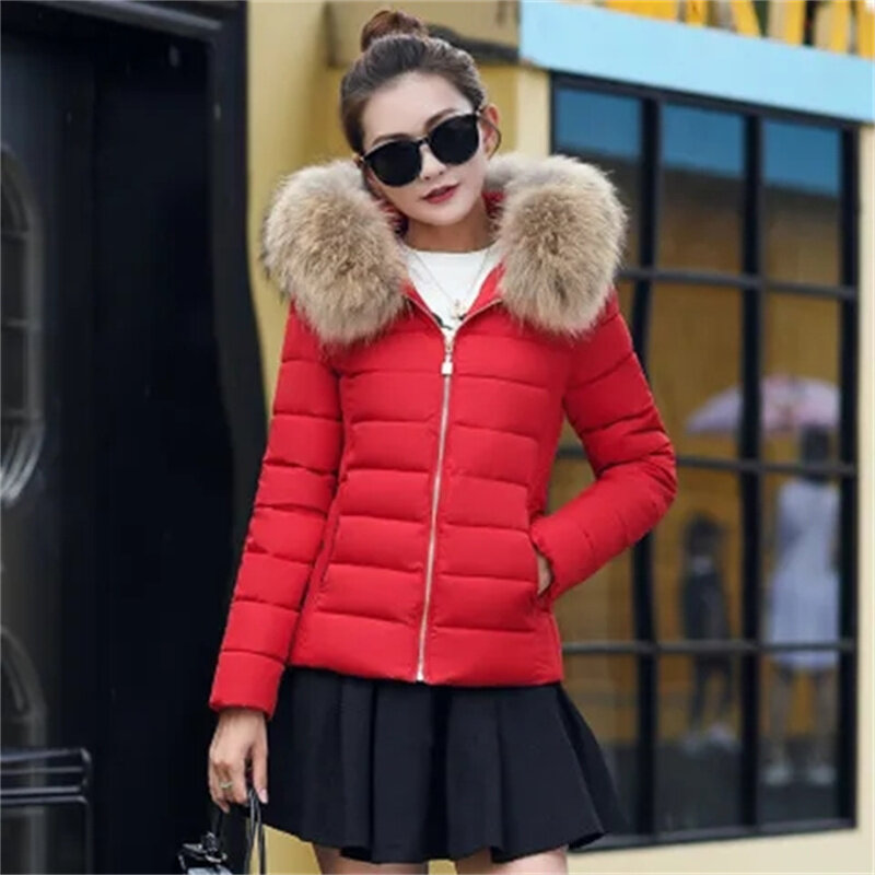 Jaket Parka Wanita Kasual, mantel Parka wanita musim dingin 2024, jaket katun kasual bulu bertudung tebal hangat, jaket Slim-fit, pakaian mantel wanita
