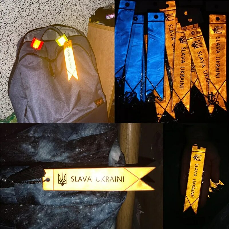 Флаг украины Безопасный светоотражающий брелок для сумки, рюкзак, рандомные украшения, отражатели для вещей, аксессуары для ночной безопасности для взрослых и детей