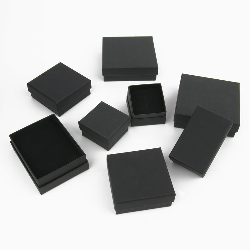 Black Cardboard Jewelry Caixas Set, presentes presentes, armazenamento Display, colares, pulseiras, brincos, anéis