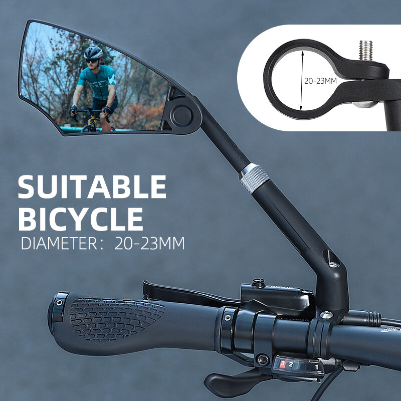 Setang sepeda cermin spion anti-silau listrik, cermin skuter aksesoris sepeda tampilan jarak lebar penglihatan pandangan belakang