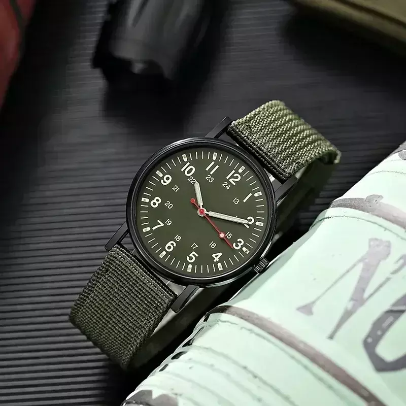 Luminous mężczyźni Sport odporne na wstrząsy zegarki zegarek wojskowy proste opaska nylonowa mężczyzna armia Wrist Watch Quartz Relogio Masculino