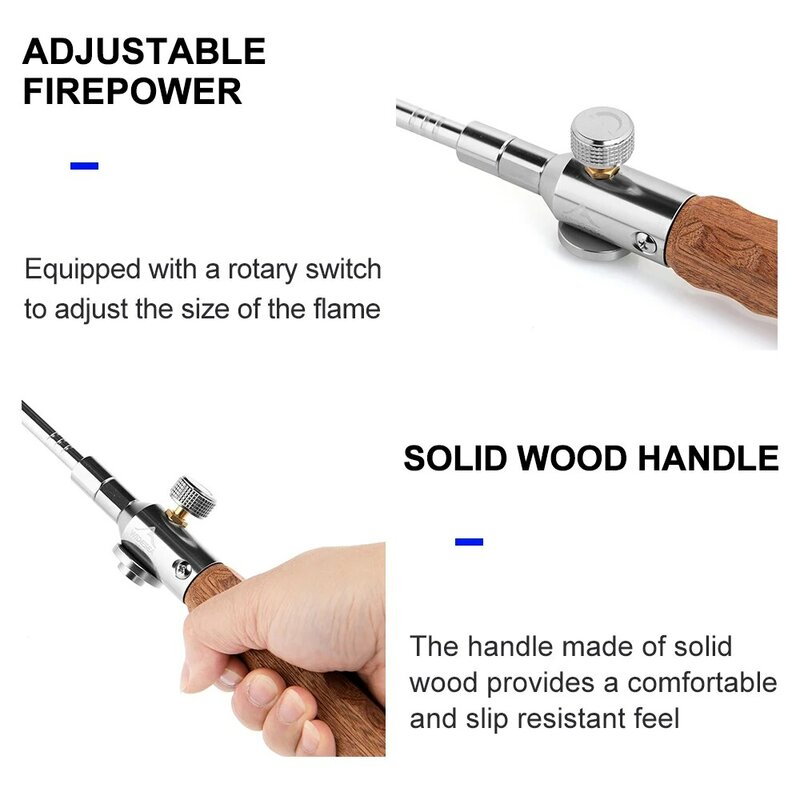 Widesea Camping Long Flame Igniter Outdoor Portable Wooden Handle Burner Picnic BBQ Gas Tank Spray Gun Removable Stove Toolkit