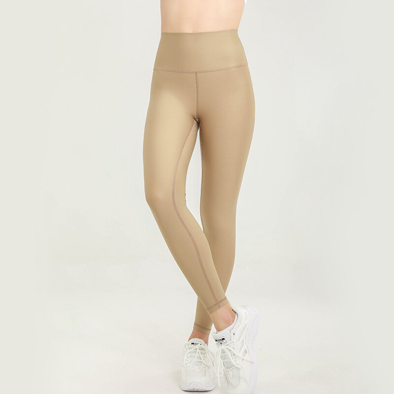 Celana Yoga olahraga wanita, celana olahraga Yoga pengangkat pinggul persik pinggang tinggi mutiara Perawatan Kulit