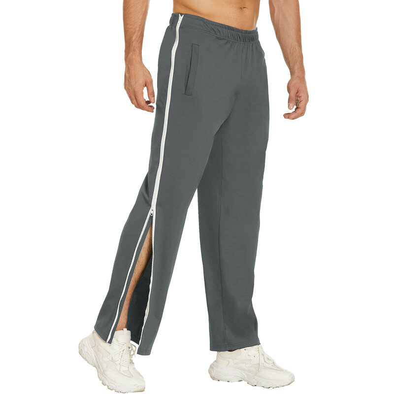 Pantaloni da uomo con cerniera laterale pantaloni sportivi pantaloni da allenamento da Jogging pantaloni sportivi Casual larghi con tasche pantaloni tattici per uomo