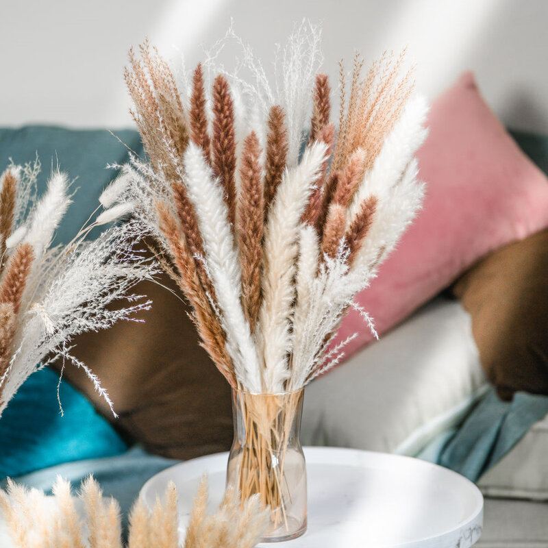 Nature Pampas Grass Decor Boho Wall Hanging Dried Natural Flowers Decoration for Office Bedroom Apartment Table Decorations