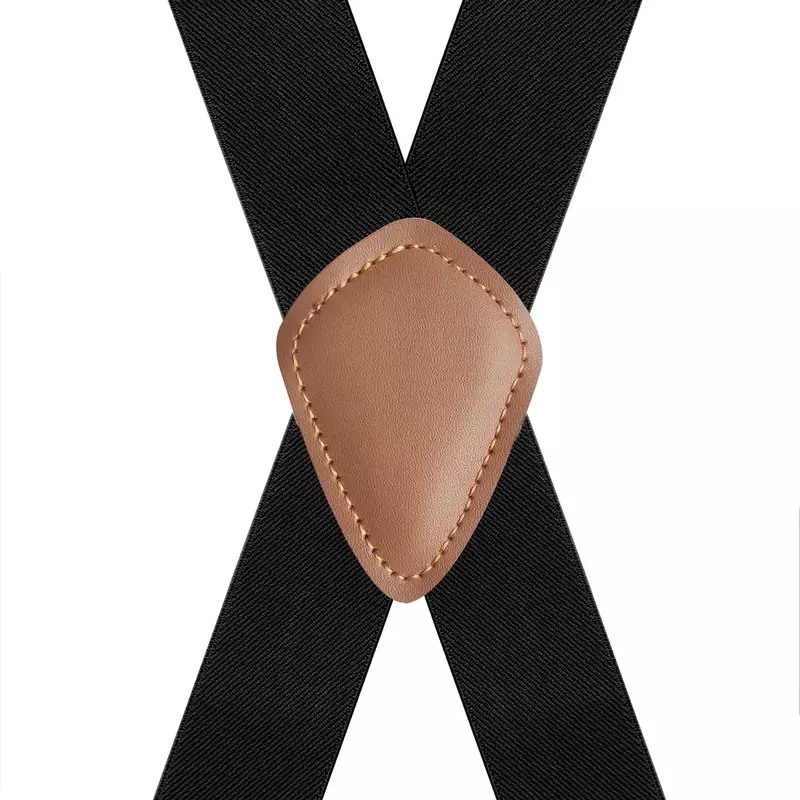 Suspender Antik untuk Pria 3.5Cm Lebar X-hitam 4 Perunggu Klip Kait Tugas Berat Tinggi Besar Disesuaikan Celana Elastis Kawat Gigi Tali