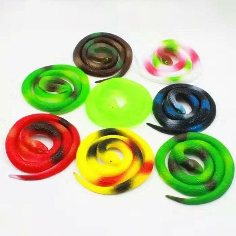 1 Pcs  75cm Simulation Rubber Snake Tricky Toy Rubber Round Head Snake Novelty Toy For Halloween (random Color)