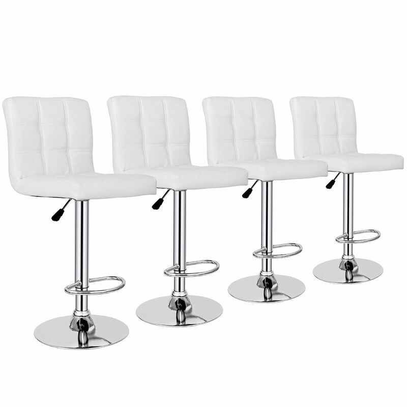 Białe stołki barowe z 3 poziomowym krzesła obrotowe prętem gazowym zestaw 4 stalowych regulowanych stołów
