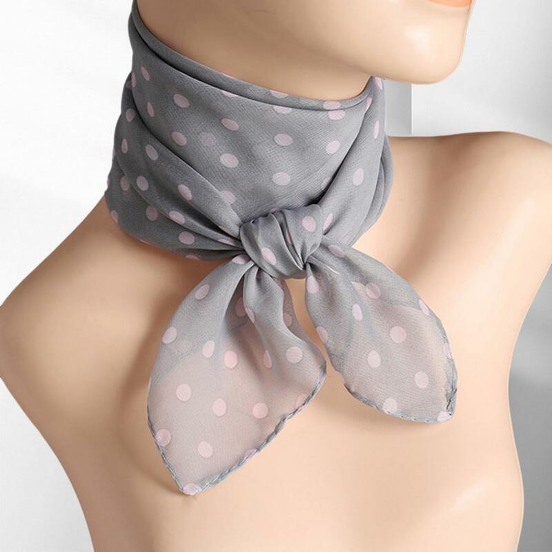 Женский шифоновый шарф в горошек, тонкий дышащий легкий декоративный шейный платок, квадратный воротник, аксессуар для одежды