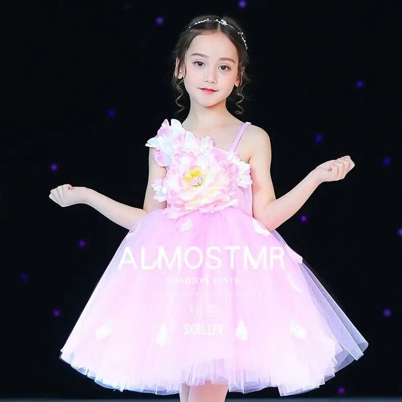 Costume de spectacle de la Journée internationale des enfants, robe publique Pengpeng pour filles, pantalon à bretelles pour garçons, chœur, cosplay de maternelle