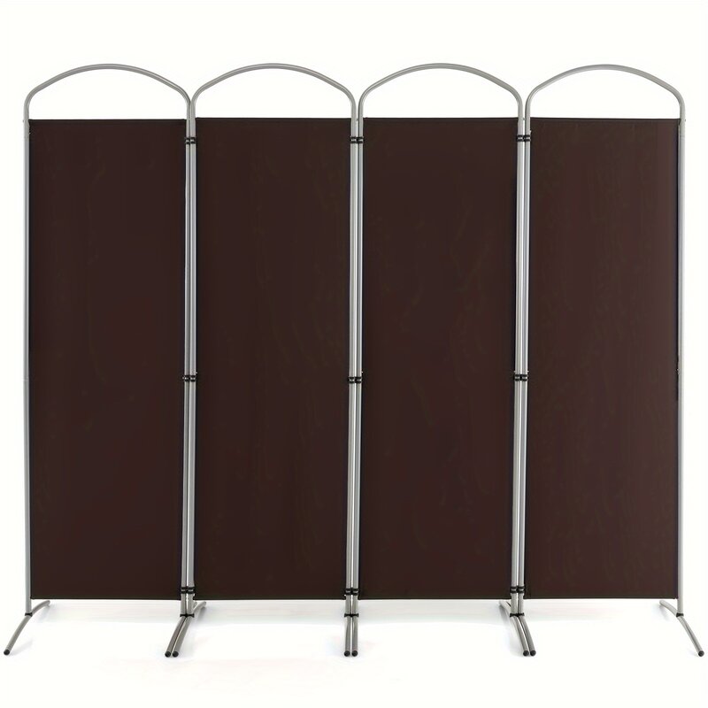 4 Panels Folding Room Divider 6 Ft Tall Fabric Privacy Screen Brown