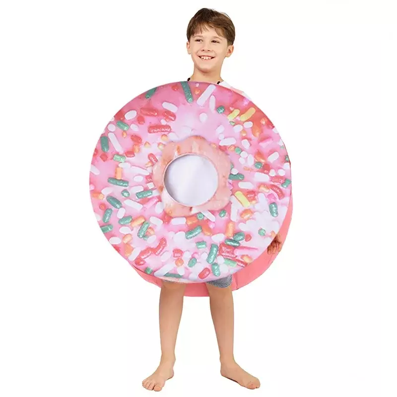 Disfraces de Donut de Cosplay para niños, ropa divertida de fiesta de comida, accesorios de Halloween