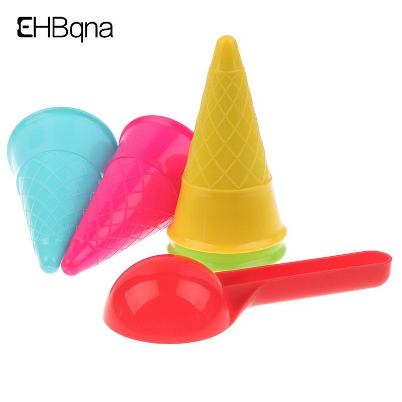 5Pcs Ice Cream Cone Scoop Sets Beach Sand Toys Kids Summer Play Game Gift Children's Beach Toys Children's Education
