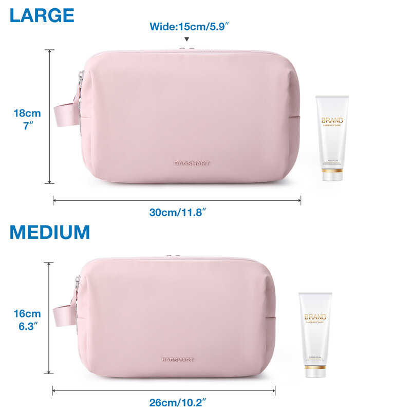 BAGSMART-حقيبة أدوات الزينة للرجال والنساء ، حقيبة مستحضرات التجميل ، المكياج ، متعددة الوظائف ، مقاوم للماء ، منظم ماكياج ، حقيبة سفر