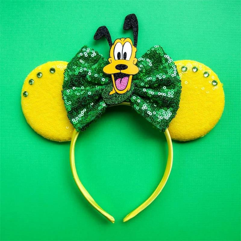 Disney Mickey Minnie opaska na uszy kubuś puchatek dziewczyny kobiety cekiny łuk uszy kostium Cosplay dorosłych dzieci opaska na Halloween prezent