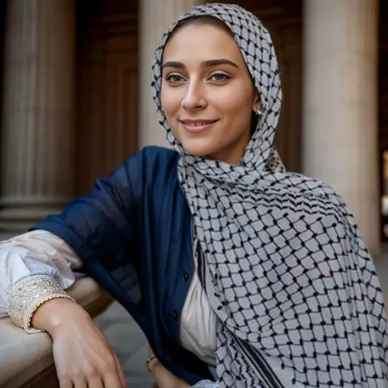 Chiffon Print Long Headscarf Women Muslim Hijab Modest Prayer Eid Hijabs Shawl Long Prayer Garment Ramadan 2024