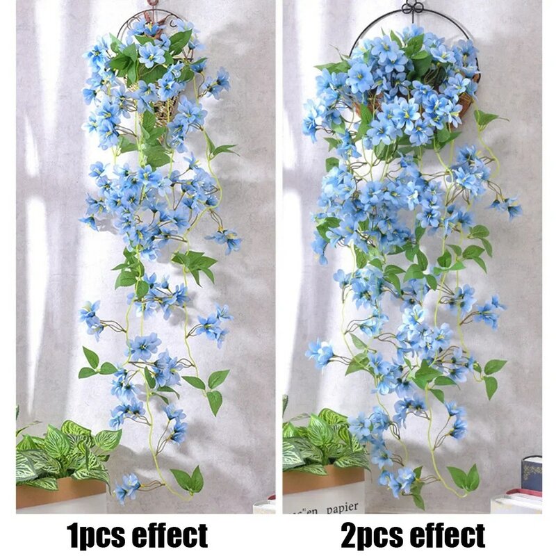 Artificial Flower Rattan Fake Plant Vine Decoration Wall Hanging Roses Flowers For Home Wed Party Interior Outdoor Decoration