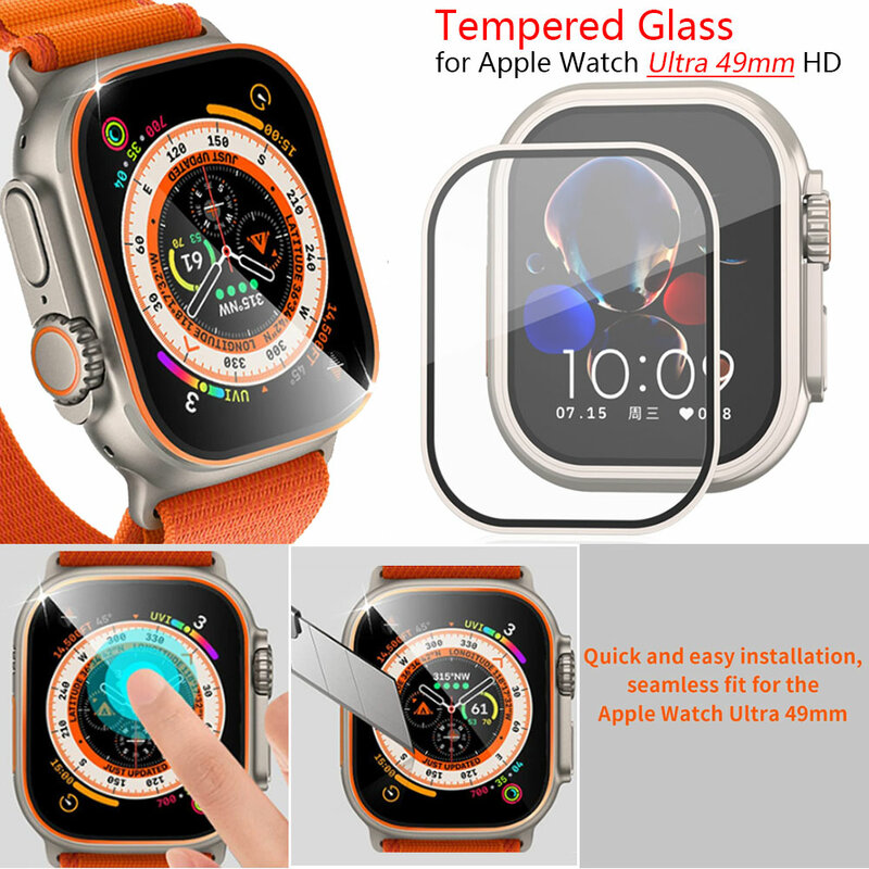 Закаленное стекло для Apple Watch Ultra 49 мм HD, защита экрана от царапин, серия 49 мм, аксессуары для смарт-часов iwatch