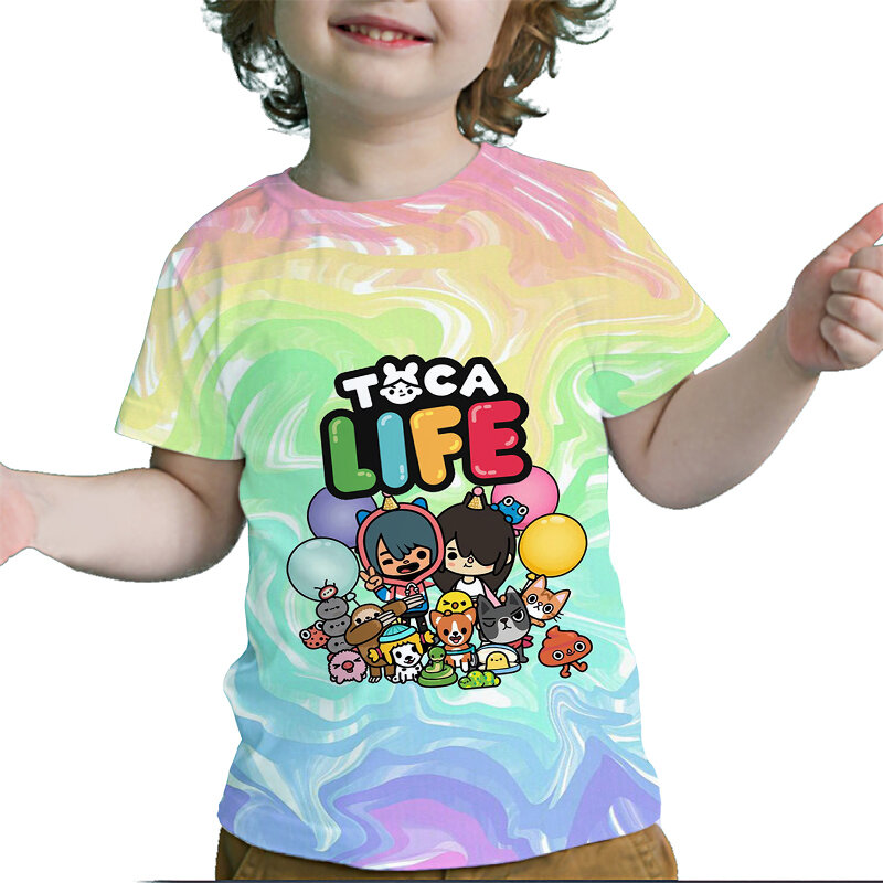 Детские футболки с 3D принтом Toca Life World, Мультяшные футболки для мальчиков и девочек, детская модель, уличная одежда, футболки, футболки