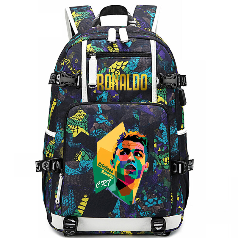 Sac d'école imprimé Ronaldo pour enfants, sac à dos pour étudiant, sac de voyage extérieur