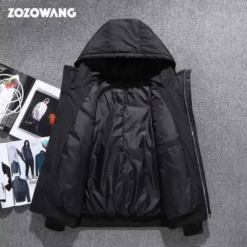 Zozowang-メンズホワイトダックダウンパーカー、カジュアルグースフェザーコート、厚手の暖かい防水ジャケット、冬、2023