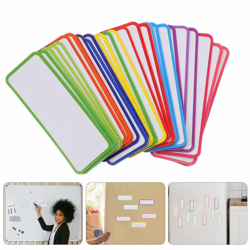 Etiqueta magnética de borrado en seco de 27 piezas, etiqueta de pizarra blanca, imán de refrigerador, puede borrar tarjeta, etiqueta magnética de Color
