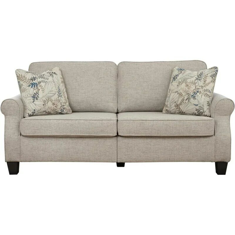 Signature Design by Ashley Alessio Modern Sofa with 2 Throw Pillows, Beige
