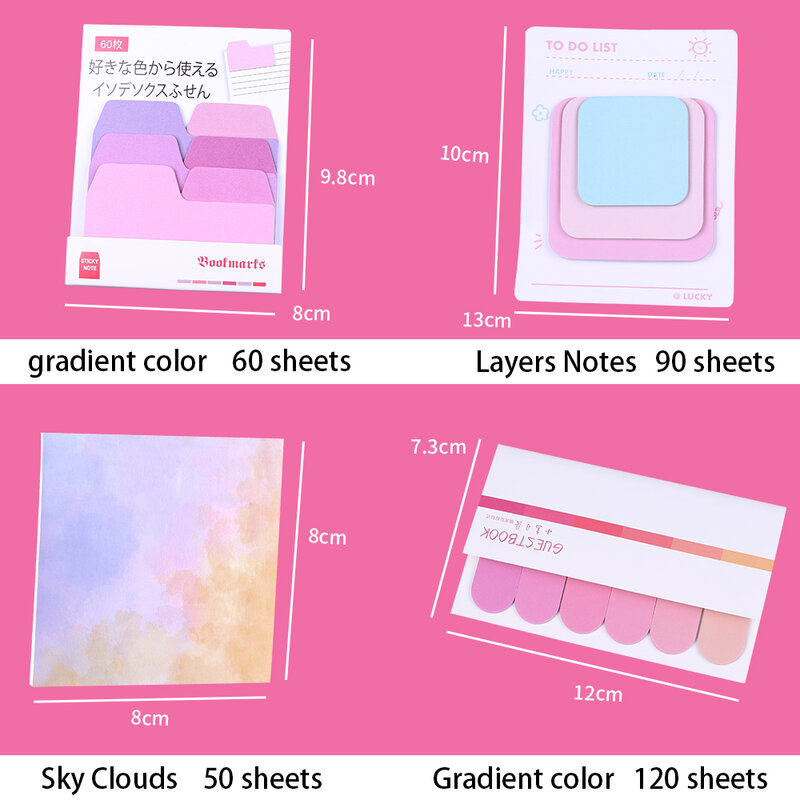 Korean Gradient Color Memo Pads Cute Fancy Sticky Notes Index Tab Post Notepads Bookmark Girls Stationery Kawaii School Planner