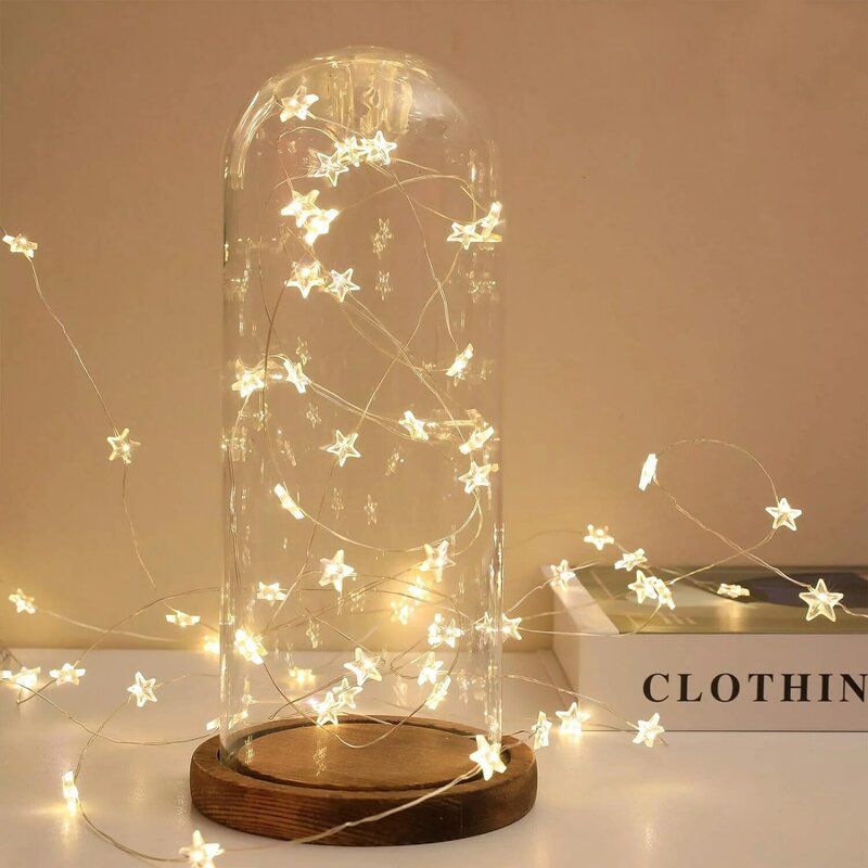 Lampu Natal LED, 40 LED 4M, lampu tali peri bintang kamar tidur, lampu pernikahan untuk pesta liburan, ulang tahun, dekorasi Natal 2024