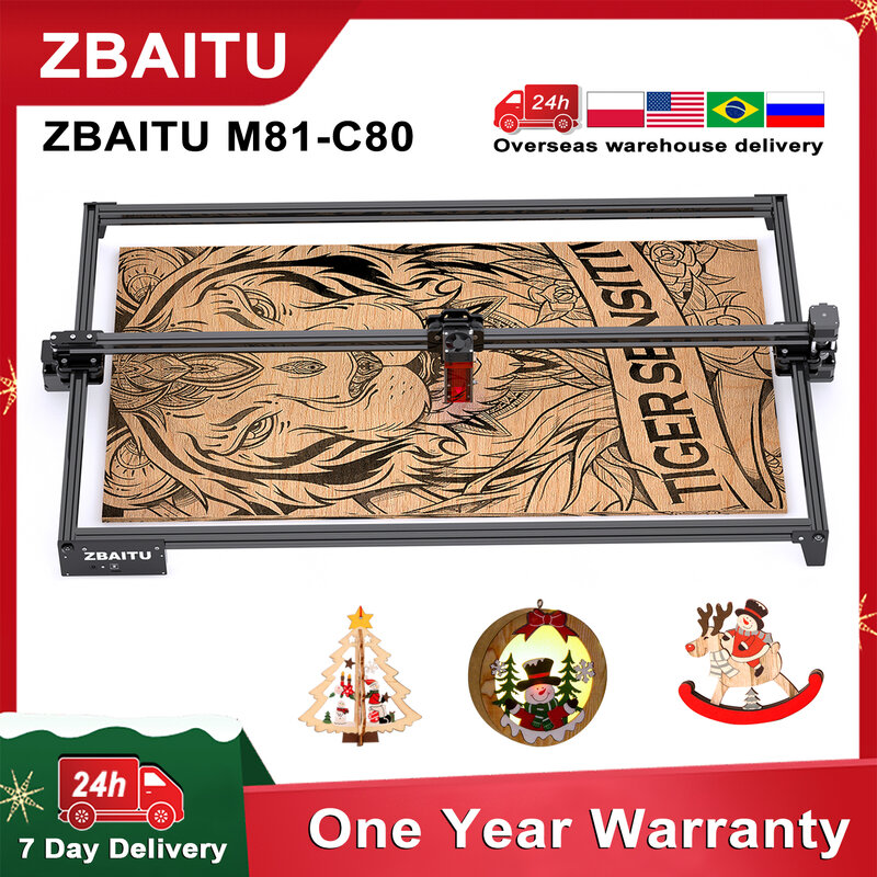 ZBAITU-Gravador a Laser, Madeira, Acrílico, Gravação em Metal, Máquina de Corte, Impressão Offline, FAC, 2 em 1, 80W, 81x46cm