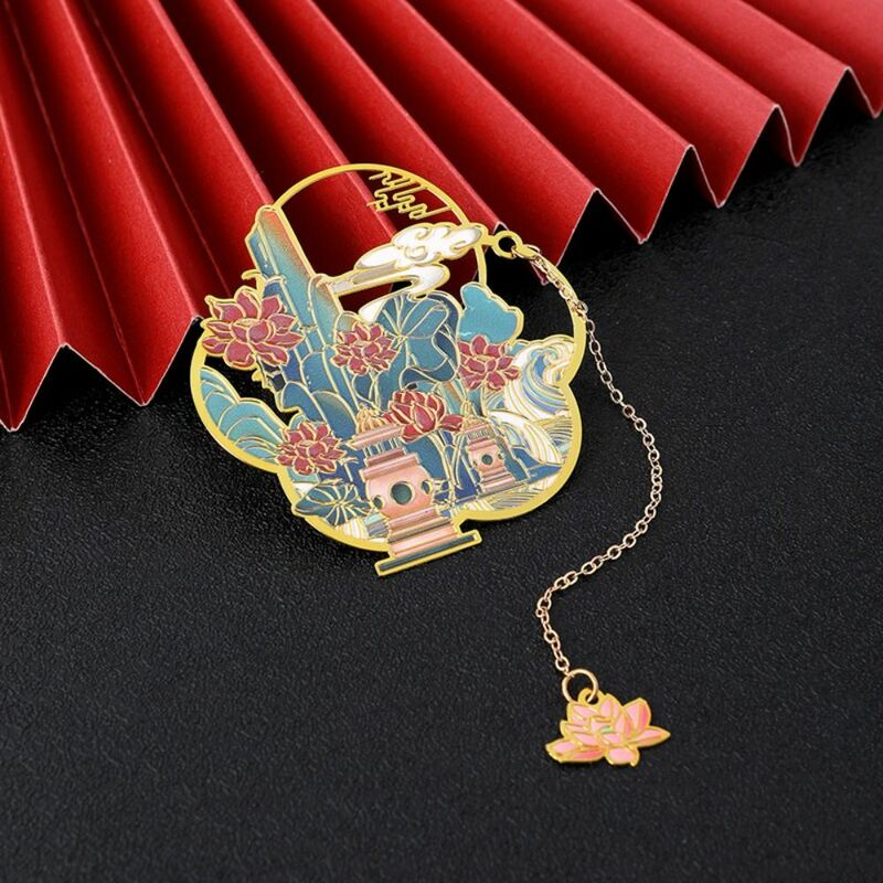 Book Page Marker Crane Metal Hollowed Bookmark Chinese Style Good Luck Ancient Tassel Bookmark Book Paginator Reading