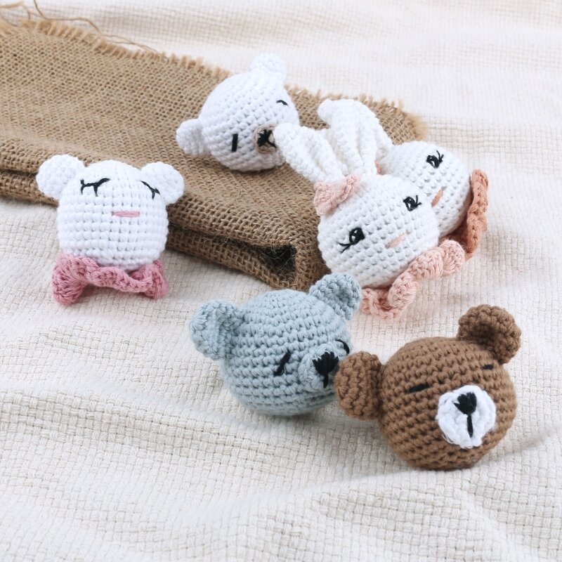 Newborn Pacifier Clip Crochet Bead DIY Rattle Bunny Toy Baby Teething Necklace Accessories Shower Gift Infant Chewer Toy