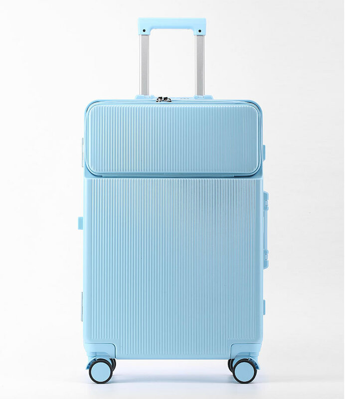 PLUENLI-maleta con marco de aluminio para hombre y mujer, Maleta de equipaje con Apertura frontal, maleta con ruedas, Maleta de viaje de negocios, nueva